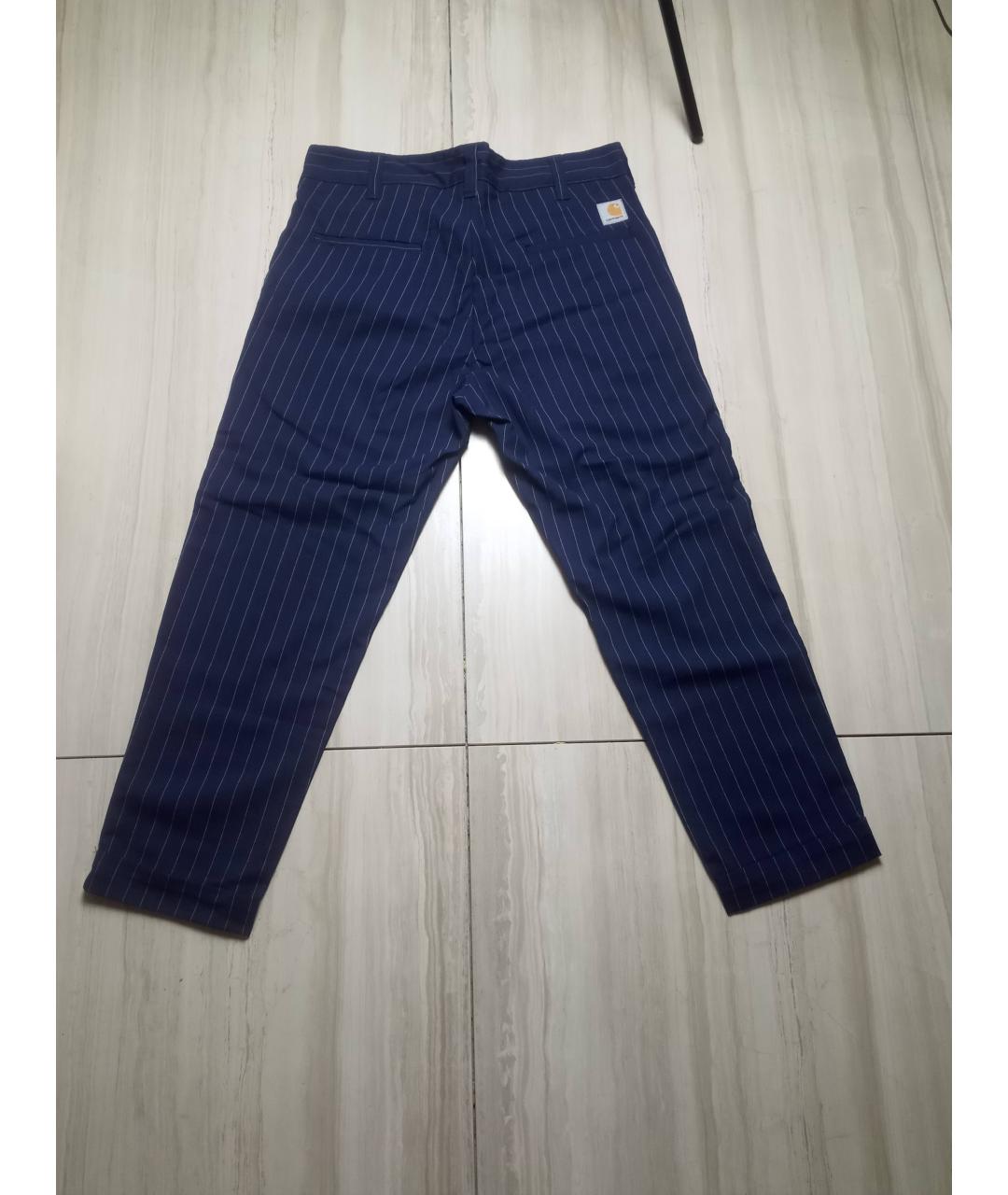 CARHARTT WIP Темно-синие хлопко-эластановые повседневные брюки, фото 2