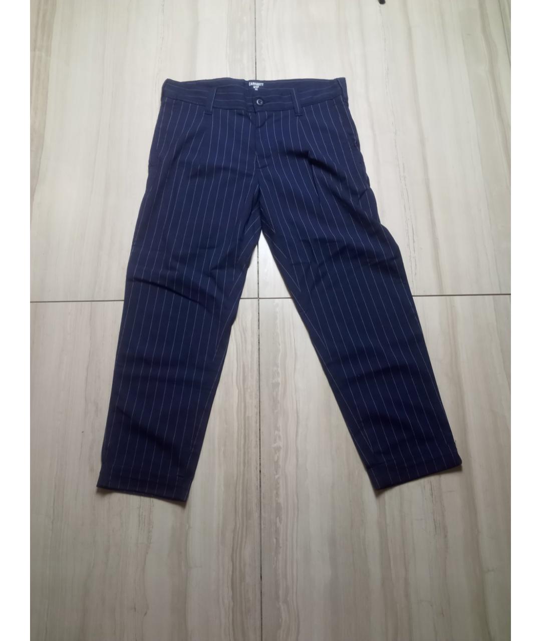 CARHARTT WIP Темно-синие хлопко-эластановые повседневные брюки, фото 5