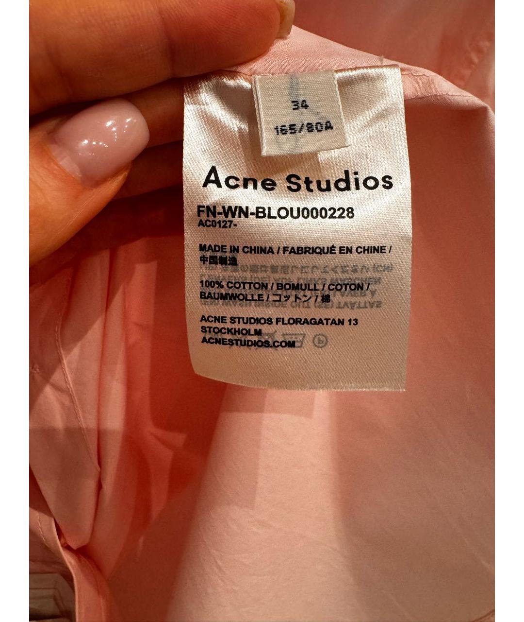 ACNE STUDIOS Розовая хлопковая рубашка, фото 5