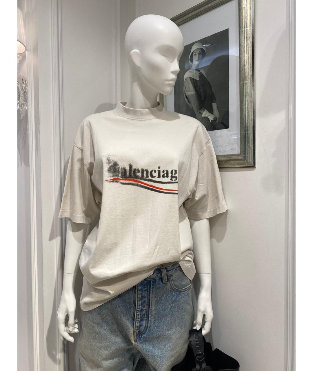 BALENCIAGA Бежевая футболка, фото 3