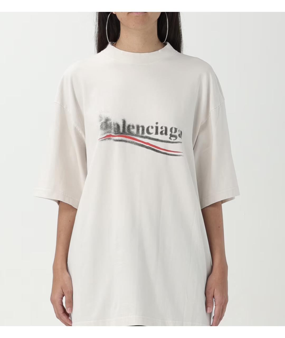BALENCIAGA Бежевая футболка, фото 4