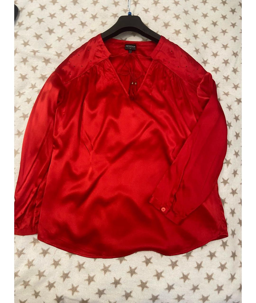 SPORTALM Красная шелковая блузы, фото 6