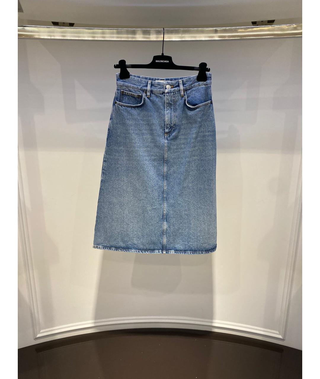BALENCIAGA Синяя юбка миди, фото 3