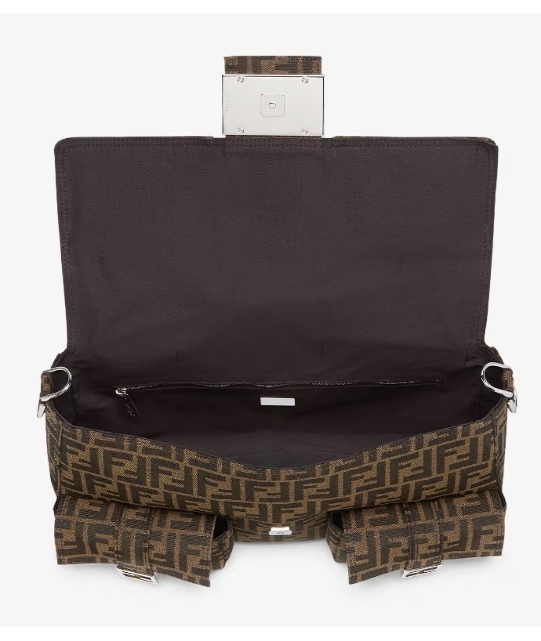 FENDI Коричневая жаккардовая сумка на плечо, фото 4