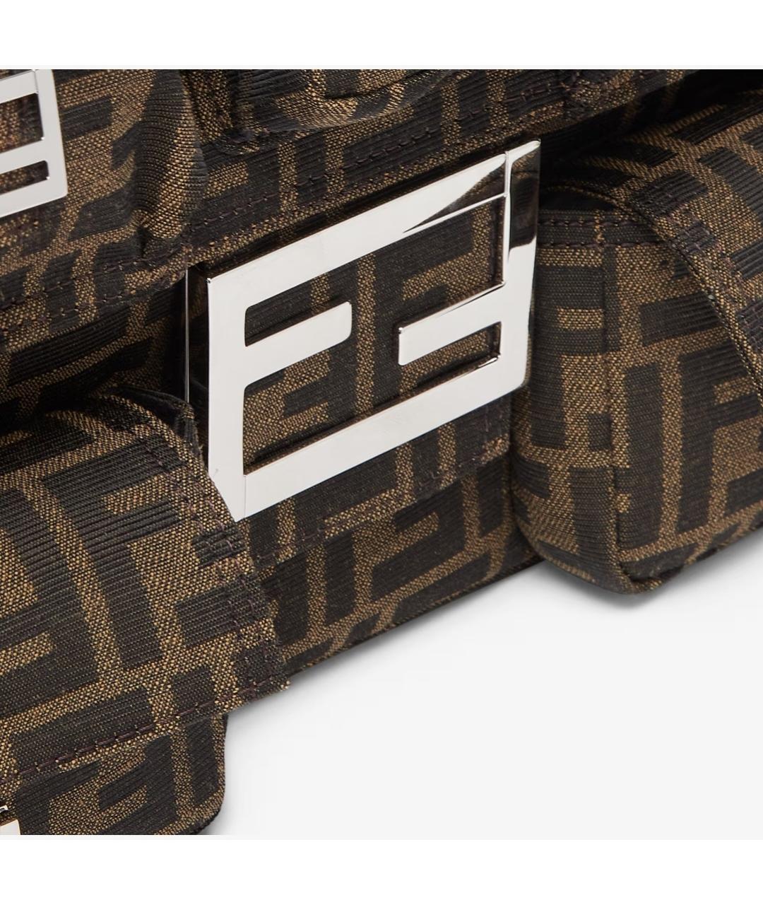 FENDI Коричневая жаккардовая сумка на плечо, фото 5