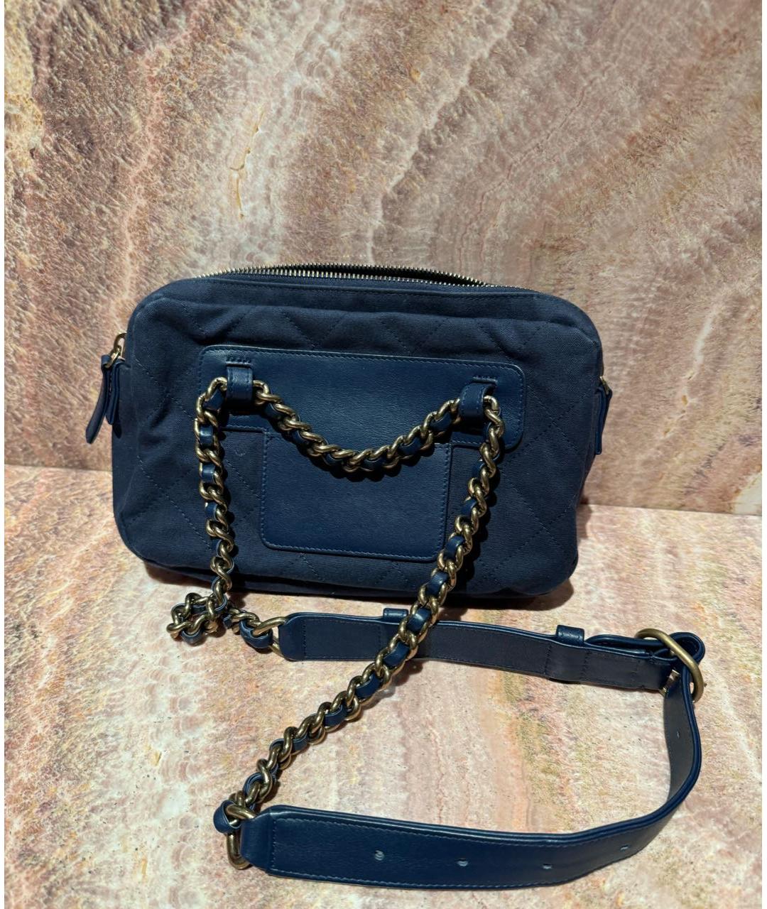 CHANEL Темно-синяя тканевая поясная сумка, фото 2