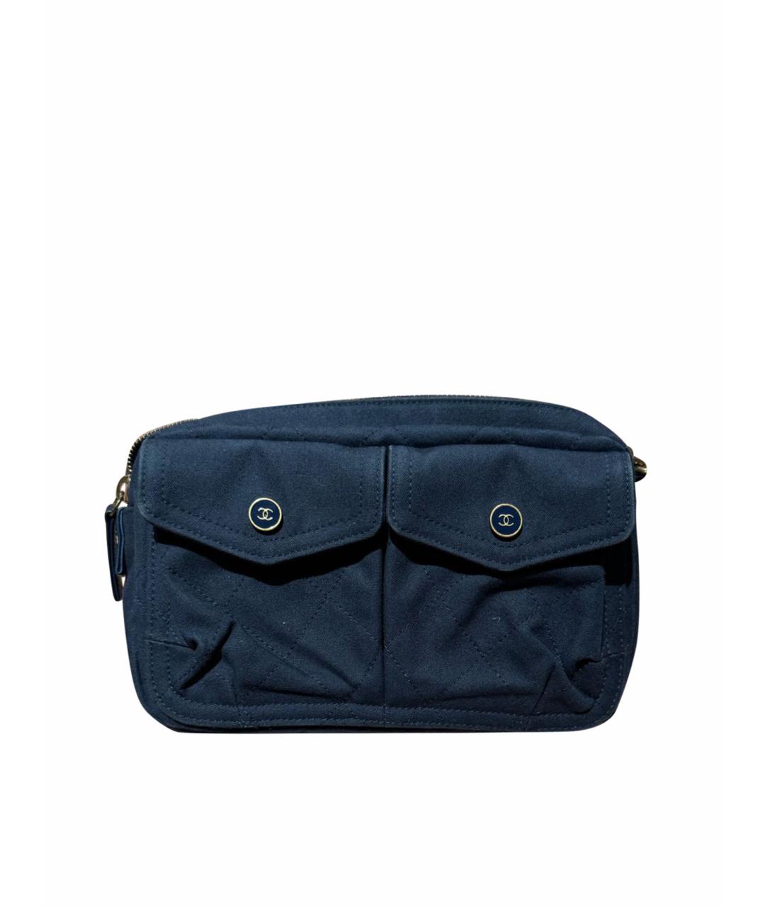 CHANEL PRE-OWNED Темно-синяя тканевая поясная сумка, фото 1