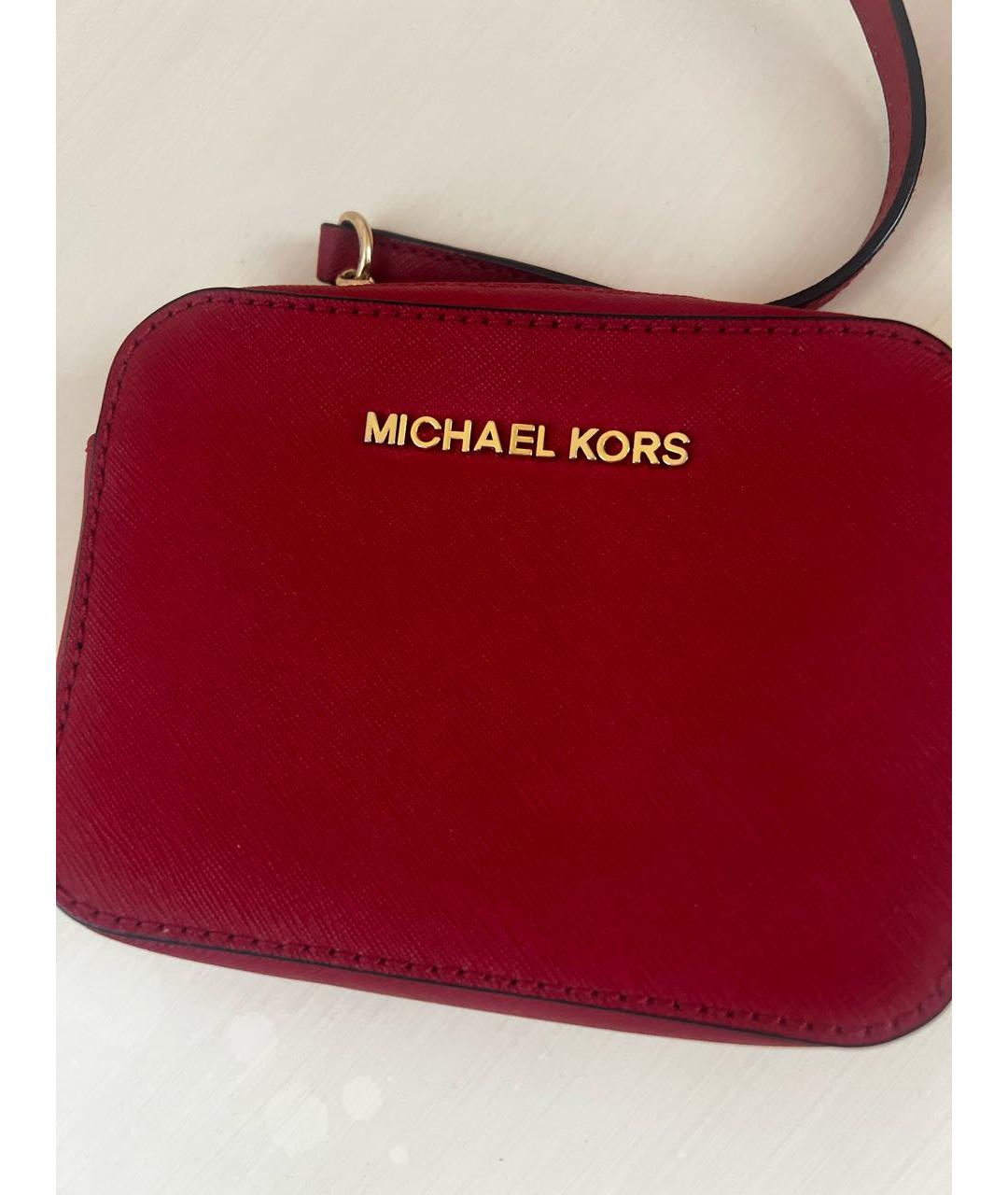 MICHAEL KORS Красная кожаная сумка через плечо, фото 5