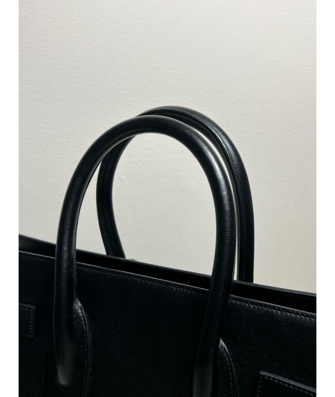 SAINT LAURENT Черная кожаная сумка с короткими ручками, фото 8