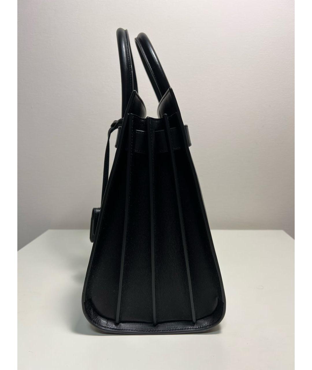 SAINT LAURENT Черная кожаная сумка с короткими ручками, фото 5