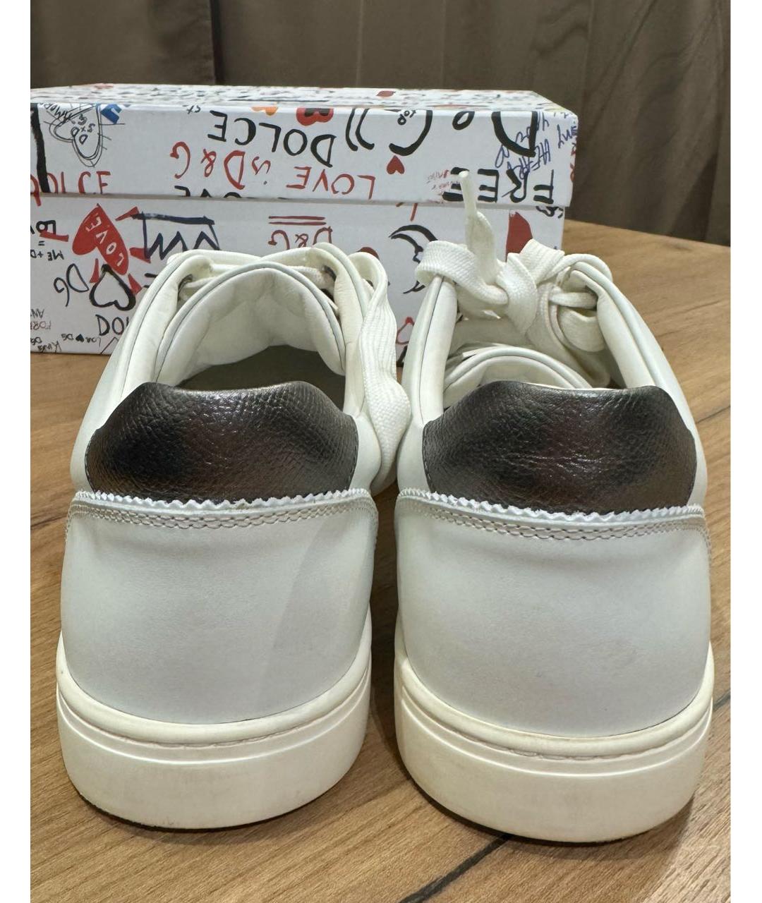 DOLCE&GABBANA Белые кожаные кеды, фото 4