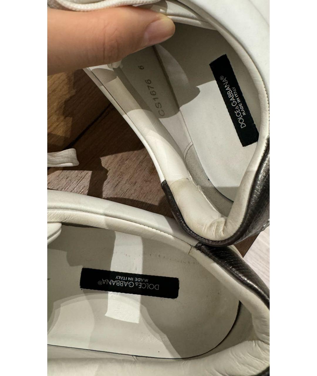 DOLCE&GABBANA Белые кожаные кеды, фото 5
