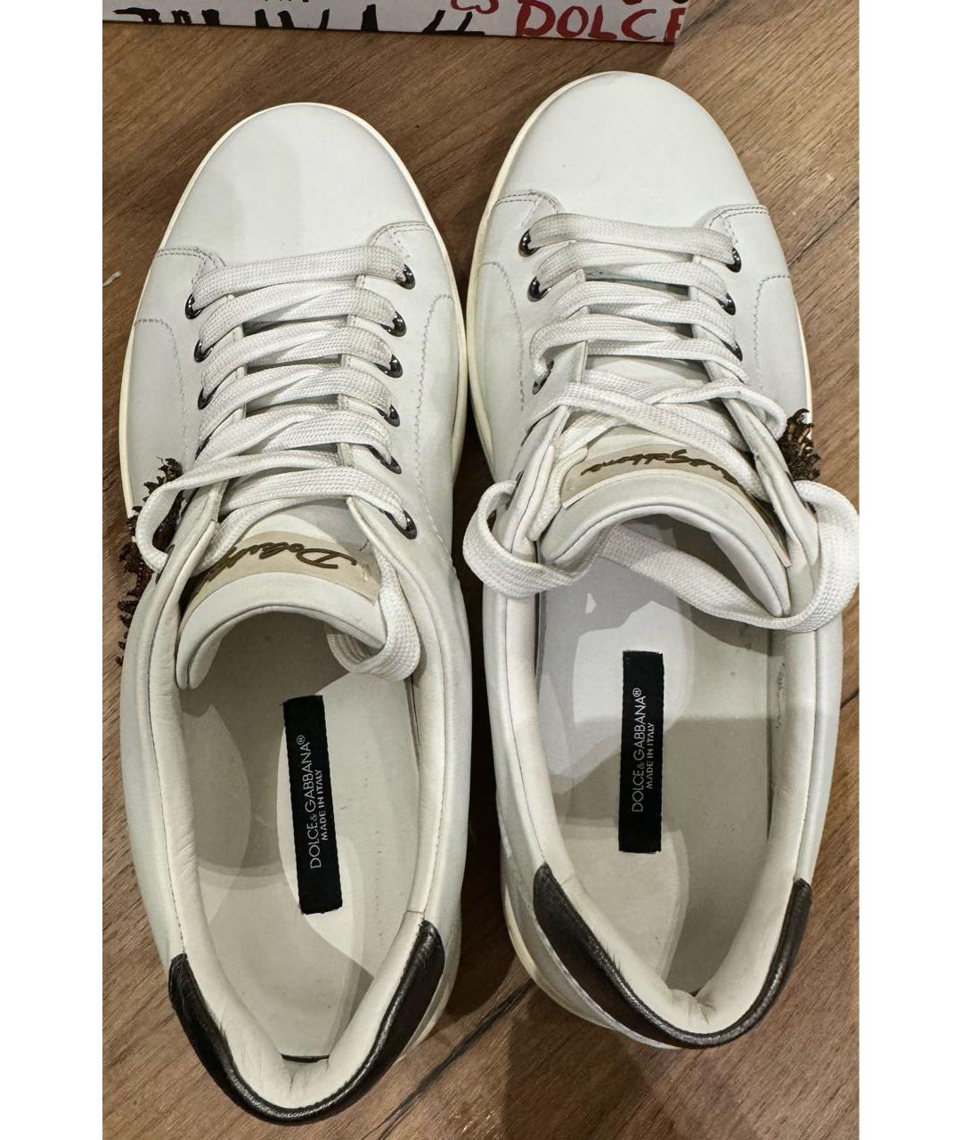 DOLCE&GABBANA Белые кожаные кеды, фото 3