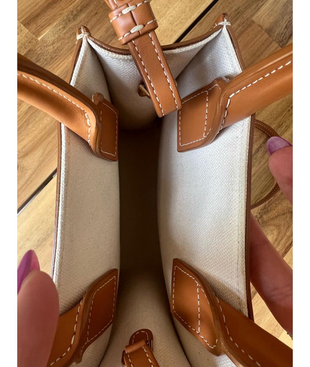 CELINE Коричневая кожаная сумка тоут, фото 4