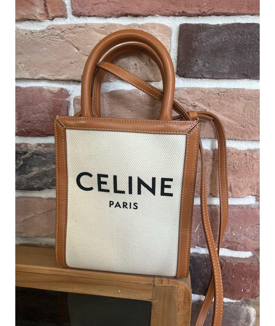 CELINE Коричневая кожаная сумка тоут, фото 5