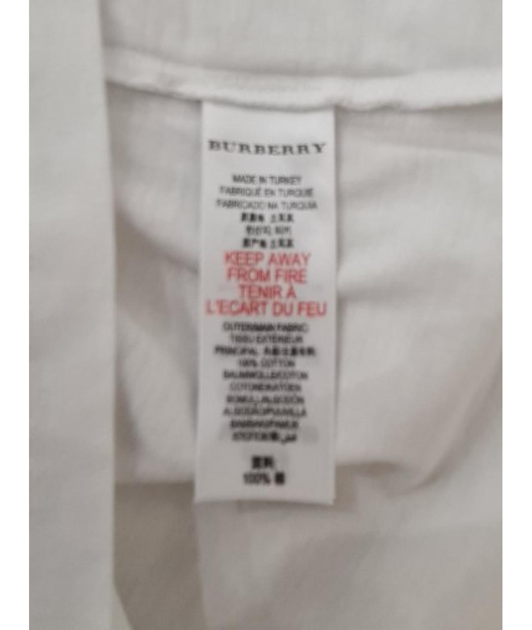 BURBERRY Белая хлопковая детская футболка, фото 4