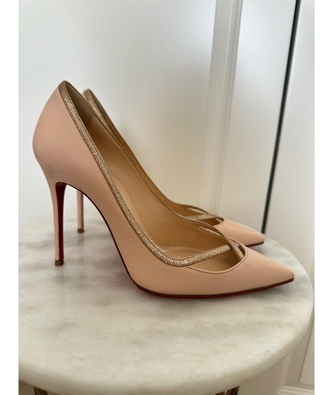 CHRISTIAN LOUBOUTIN Бежевые кожаные туфли, фото 5