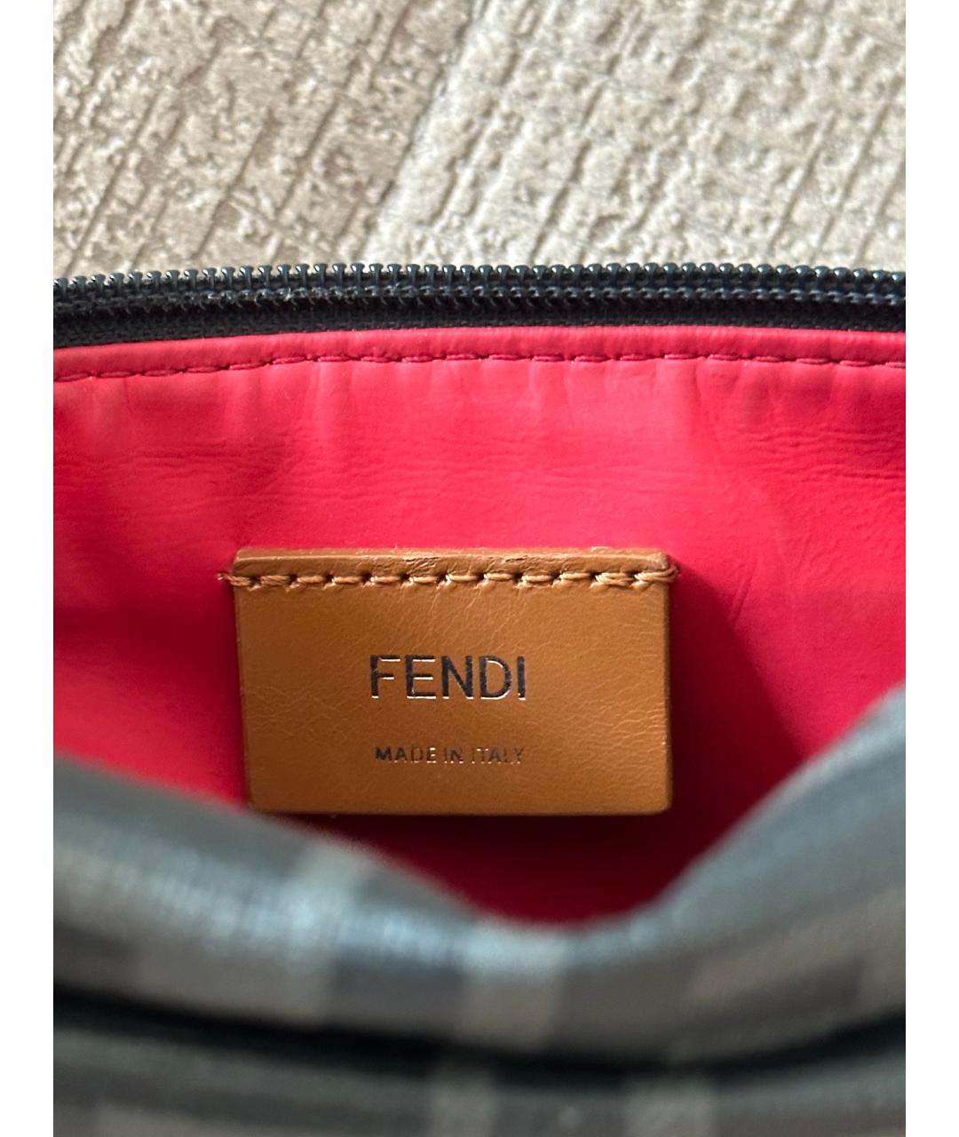 FENDI Черная кожаная поясная сумка, фото 5