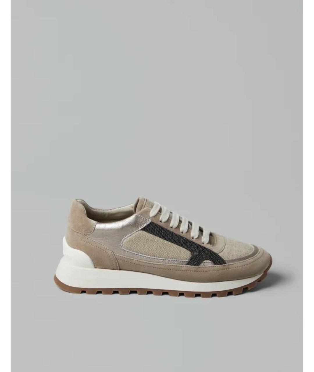 BRUNELLO CUCINELLI Бежевые замшевые кроссовки, фото 2