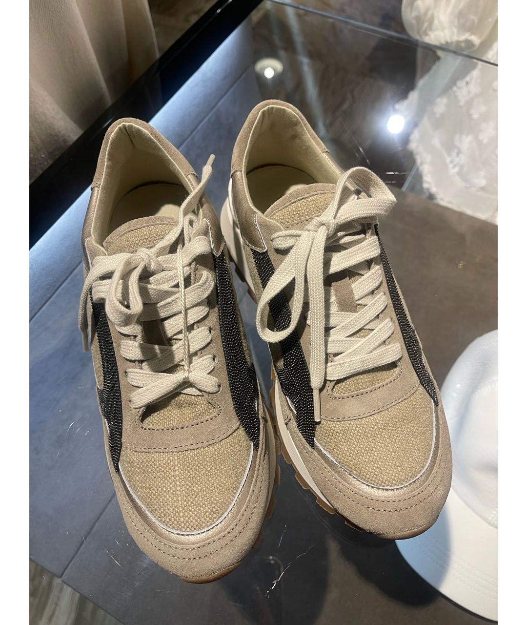 BRUNELLO CUCINELLI Бежевые замшевые кроссовки, фото 6