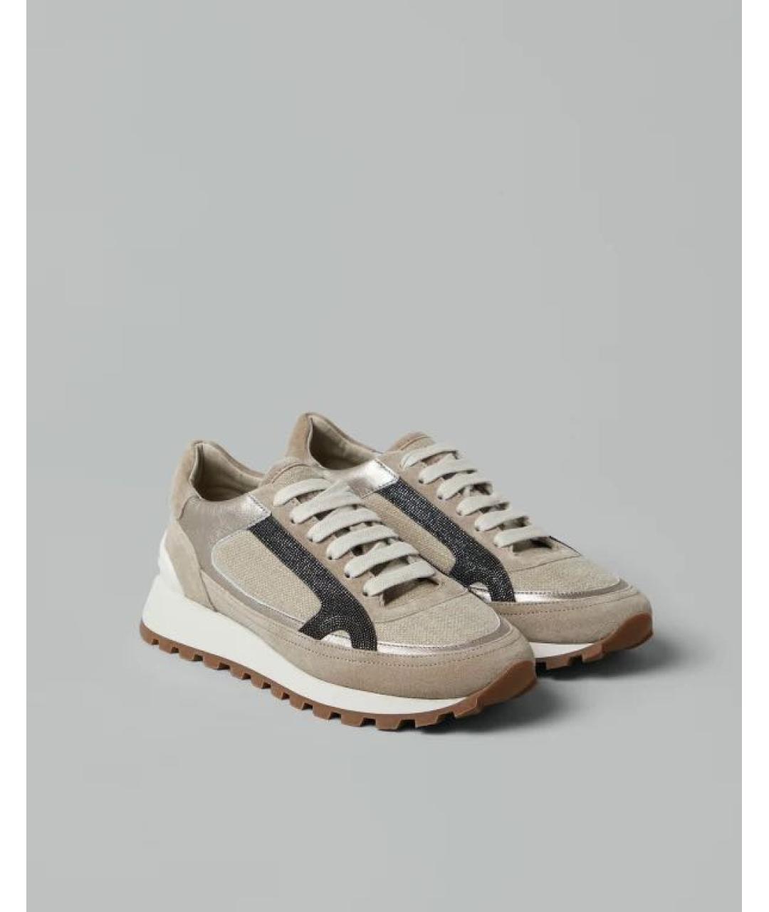 BRUNELLO CUCINELLI Бежевые замшевые кроссовки, фото 4