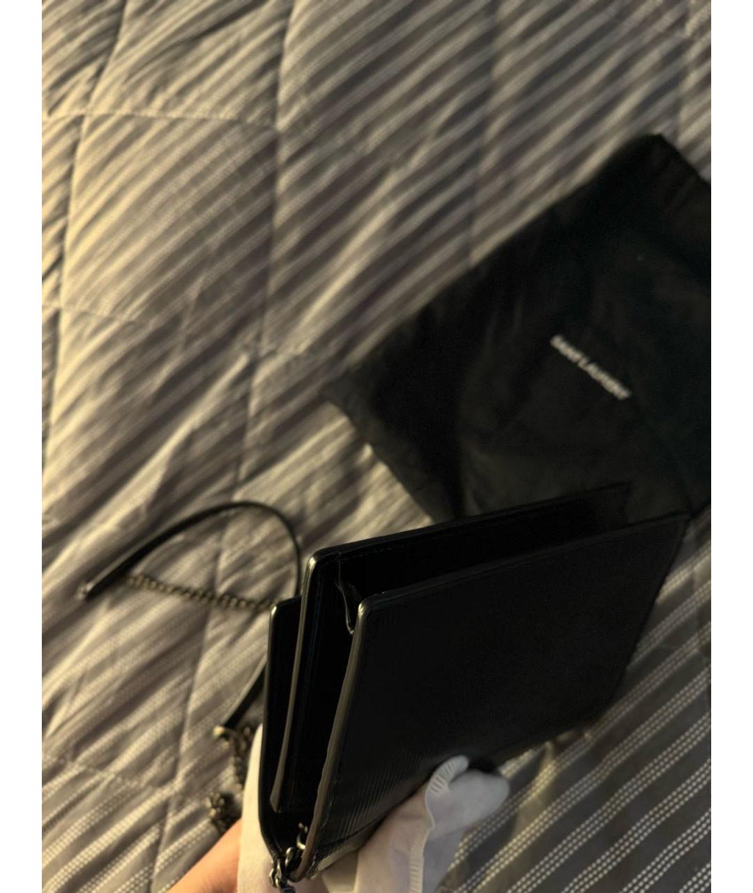 SAINT LAURENT Черная кожаная сумка через плечо, фото 5