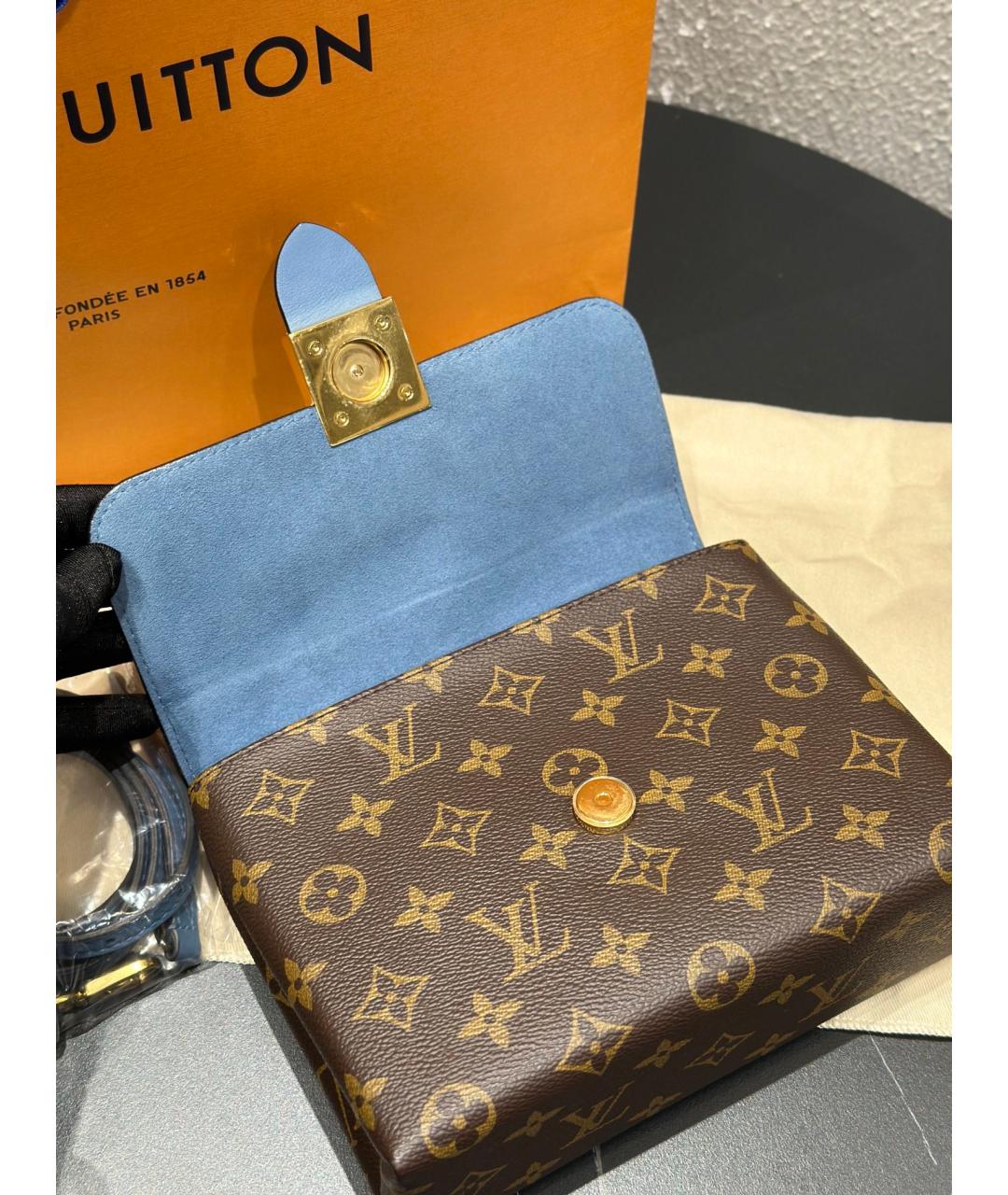 LOUIS VUITTON Голубая сумка через плечо из искусственной кожи, фото 8