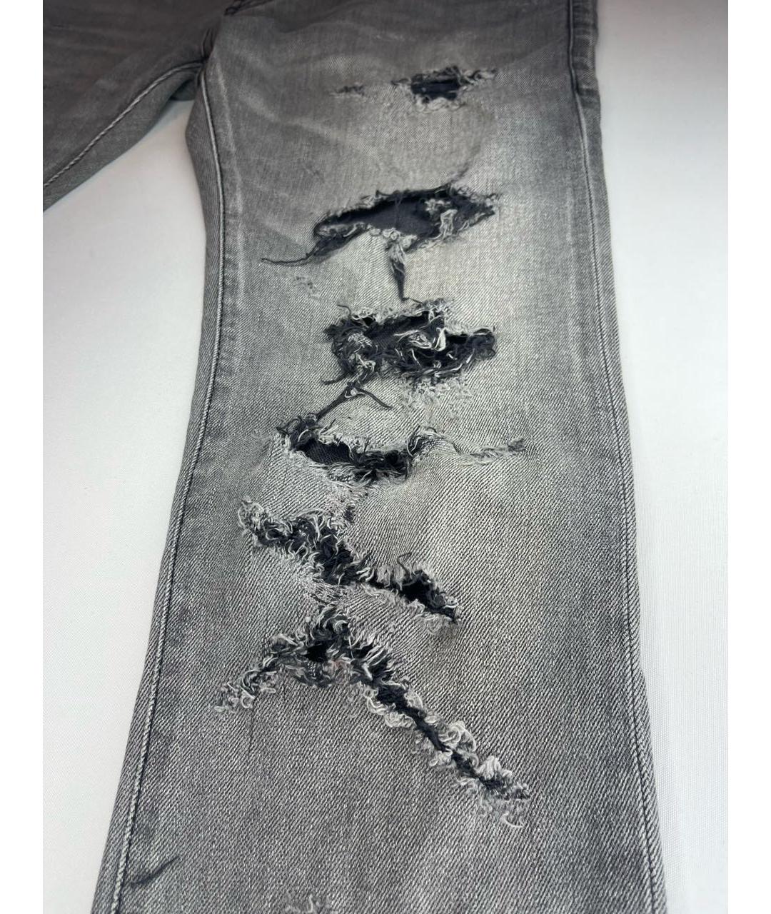 SAINT LAURENT Серые хлопко-эластановые джинсы скинни, фото 3