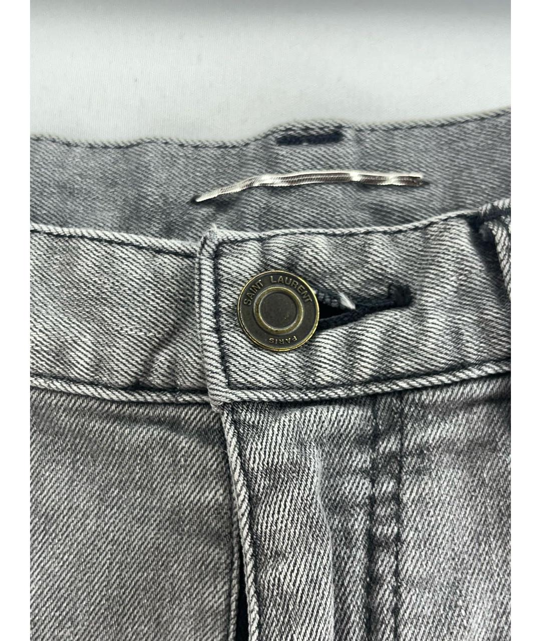 SAINT LAURENT Серые хлопко-эластановые джинсы скинни, фото 6
