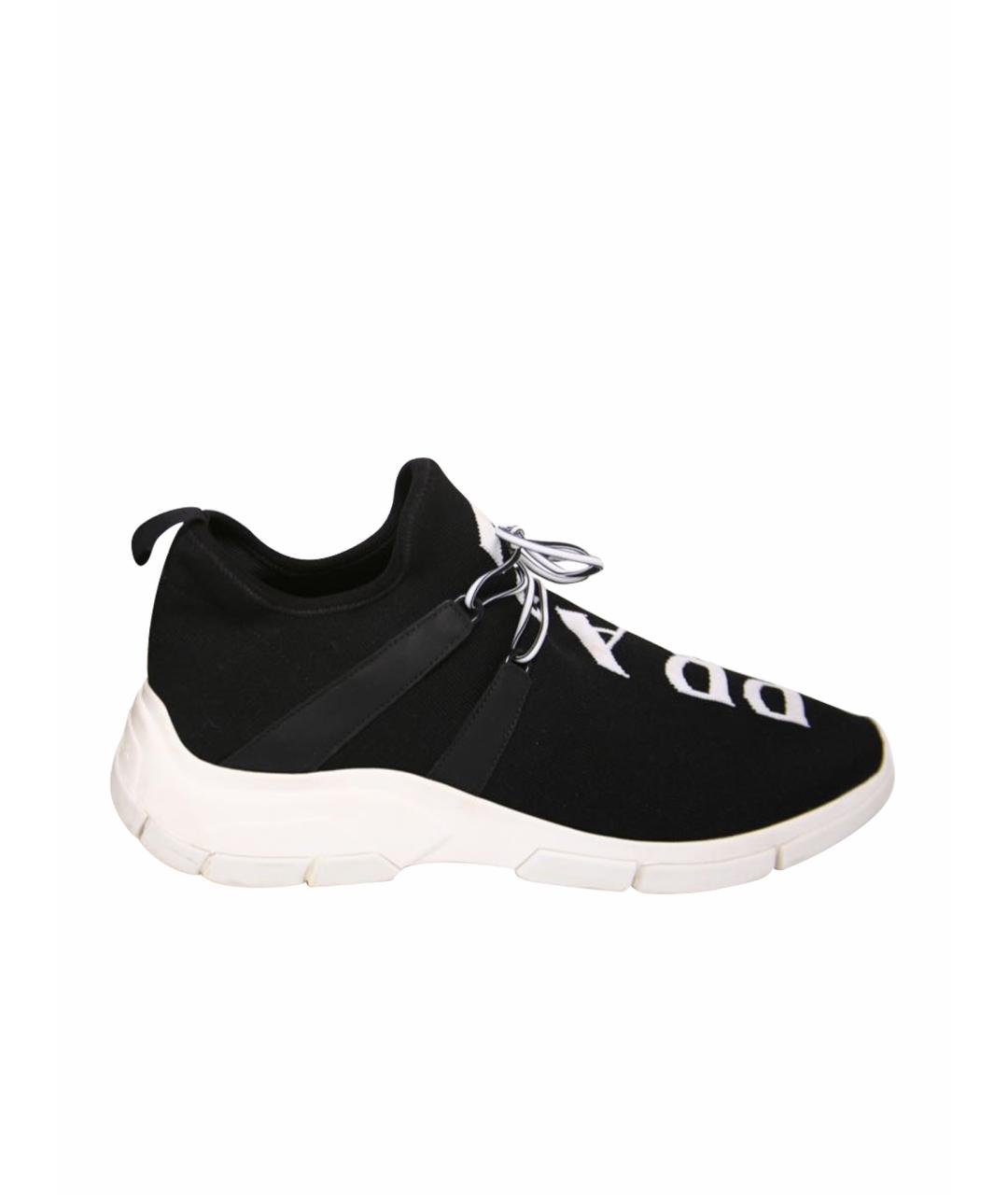 PRADA Черные текстильные низкие кроссовки / кеды, фото 1