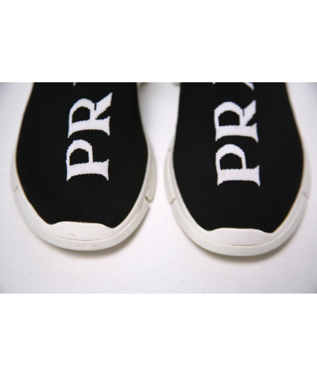 PRADA Черные текстильные низкие кроссовки / кеды, фото 2