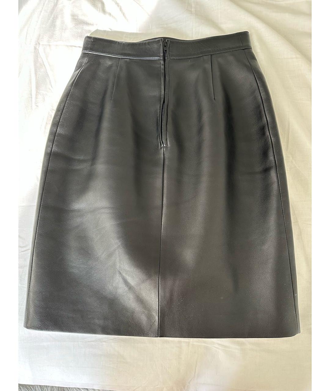 CELINE PRE-OWNED Черная кожаная юбка миди, фото 2