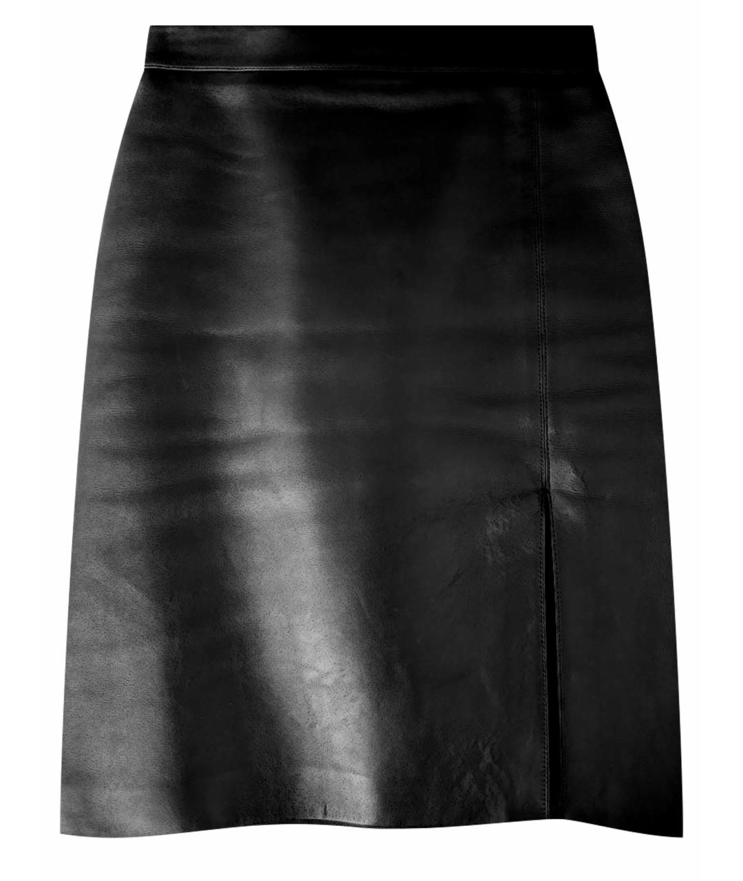 CELINE Черная кожаная юбка миди, фото 1