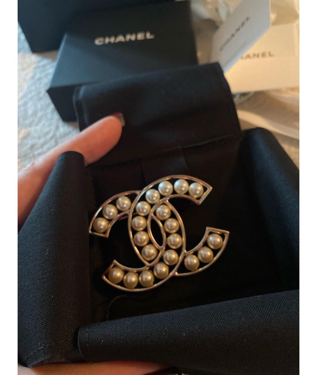 CHANEL Черная металлическая булавка / брошь, фото 4