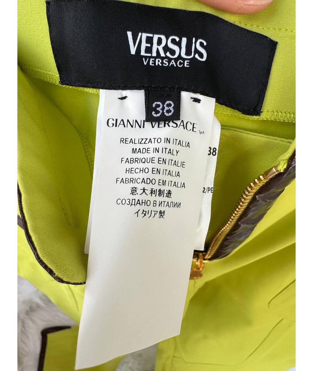 VERSUS VERSACE Салатовые вискозные брюки узкие, фото 4