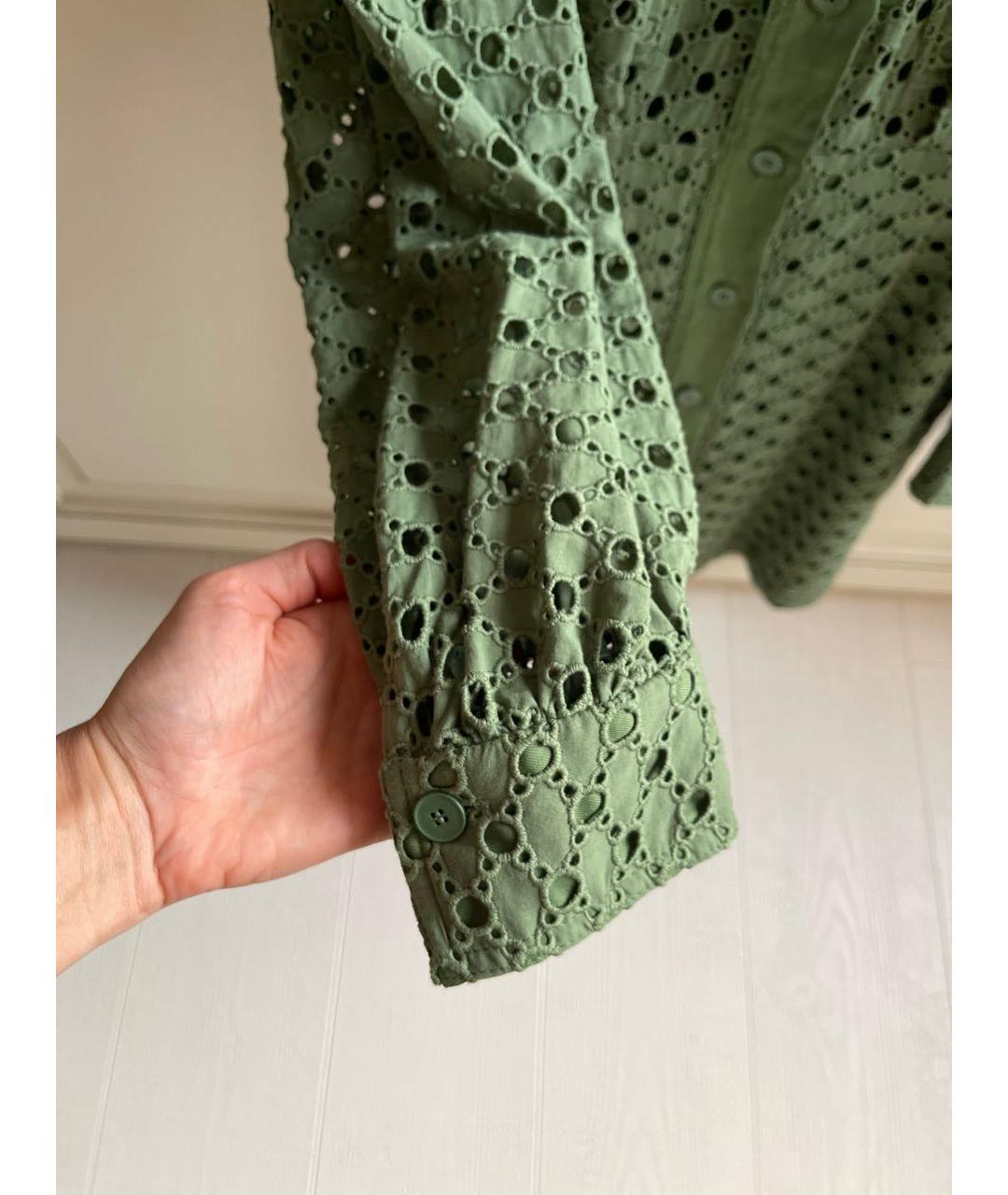 SANDRO Зеленые хлопковое коктейльное платье, фото 5