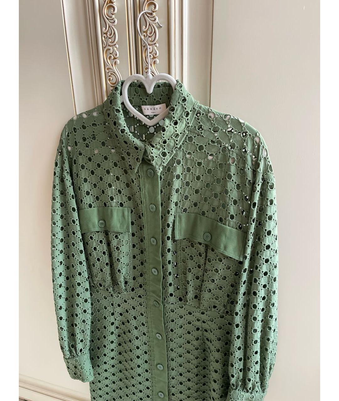 SANDRO Зеленые хлопковое коктейльное платье, фото 6