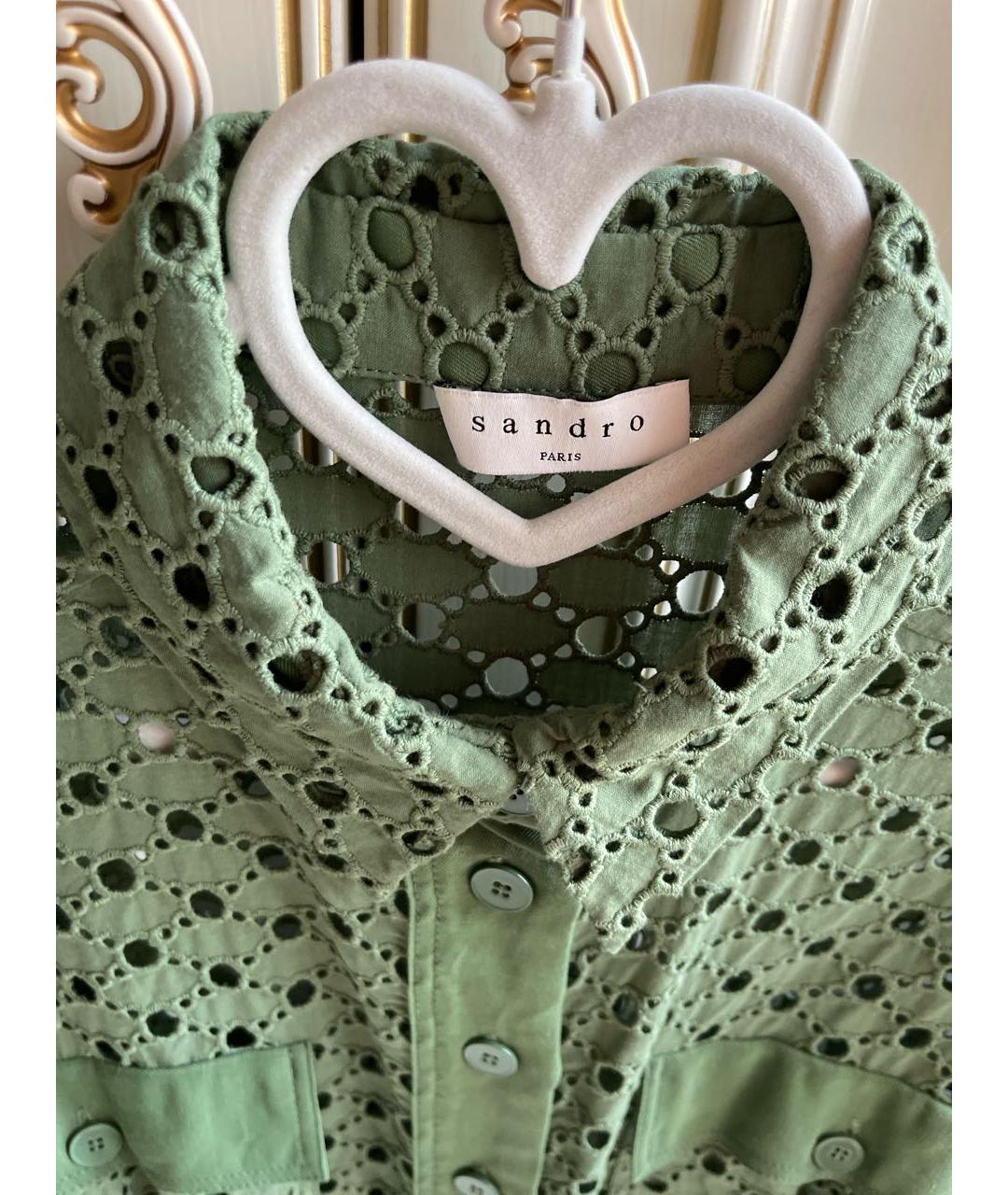 SANDRO Зеленые хлопковое коктейльное платье, фото 3