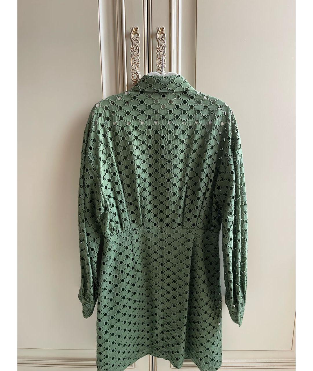 SANDRO Зеленые хлопковое коктейльное платье, фото 2