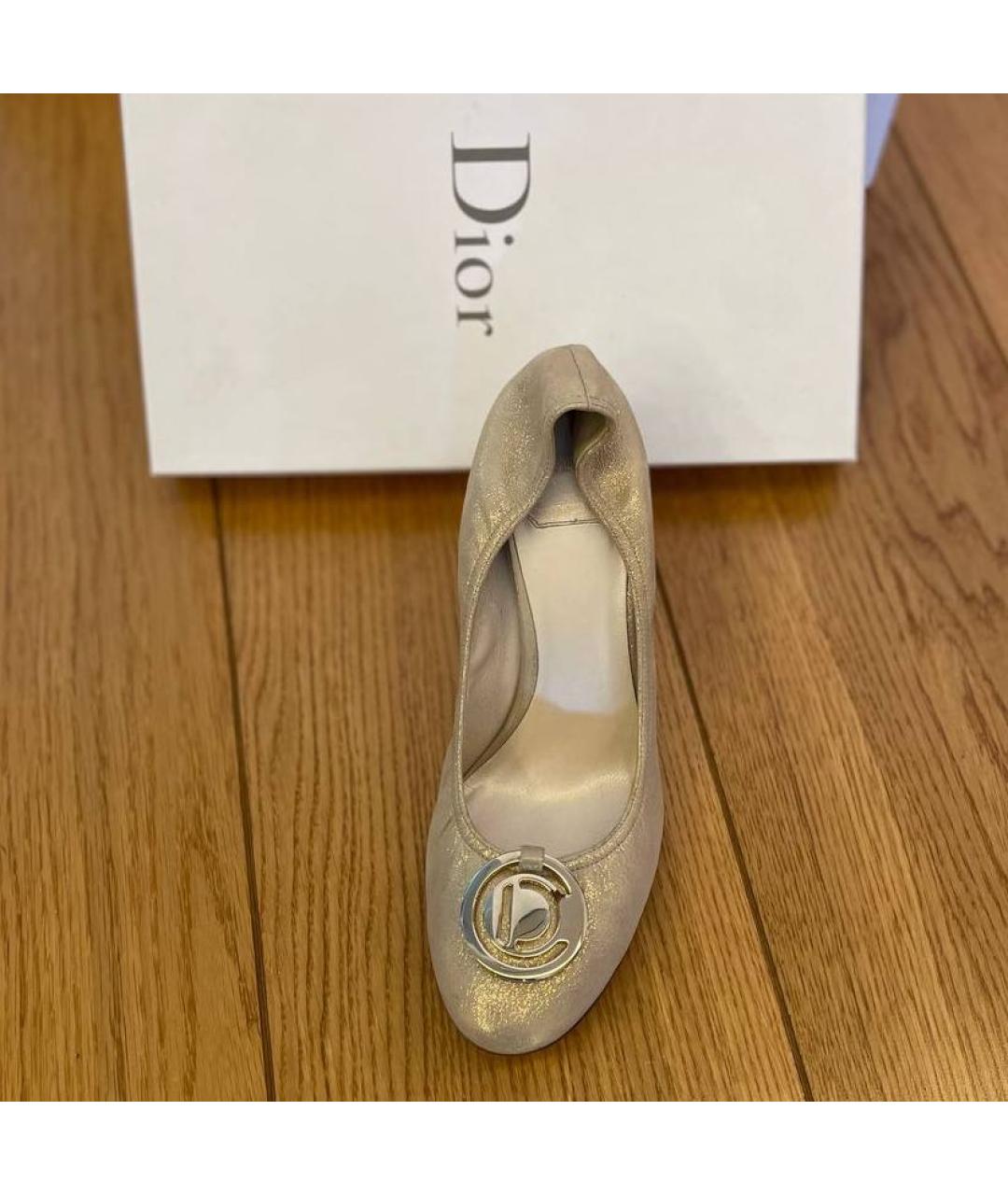 CHRISTIAN DIOR PRE-OWNED Золотые кожаные туфли, фото 3