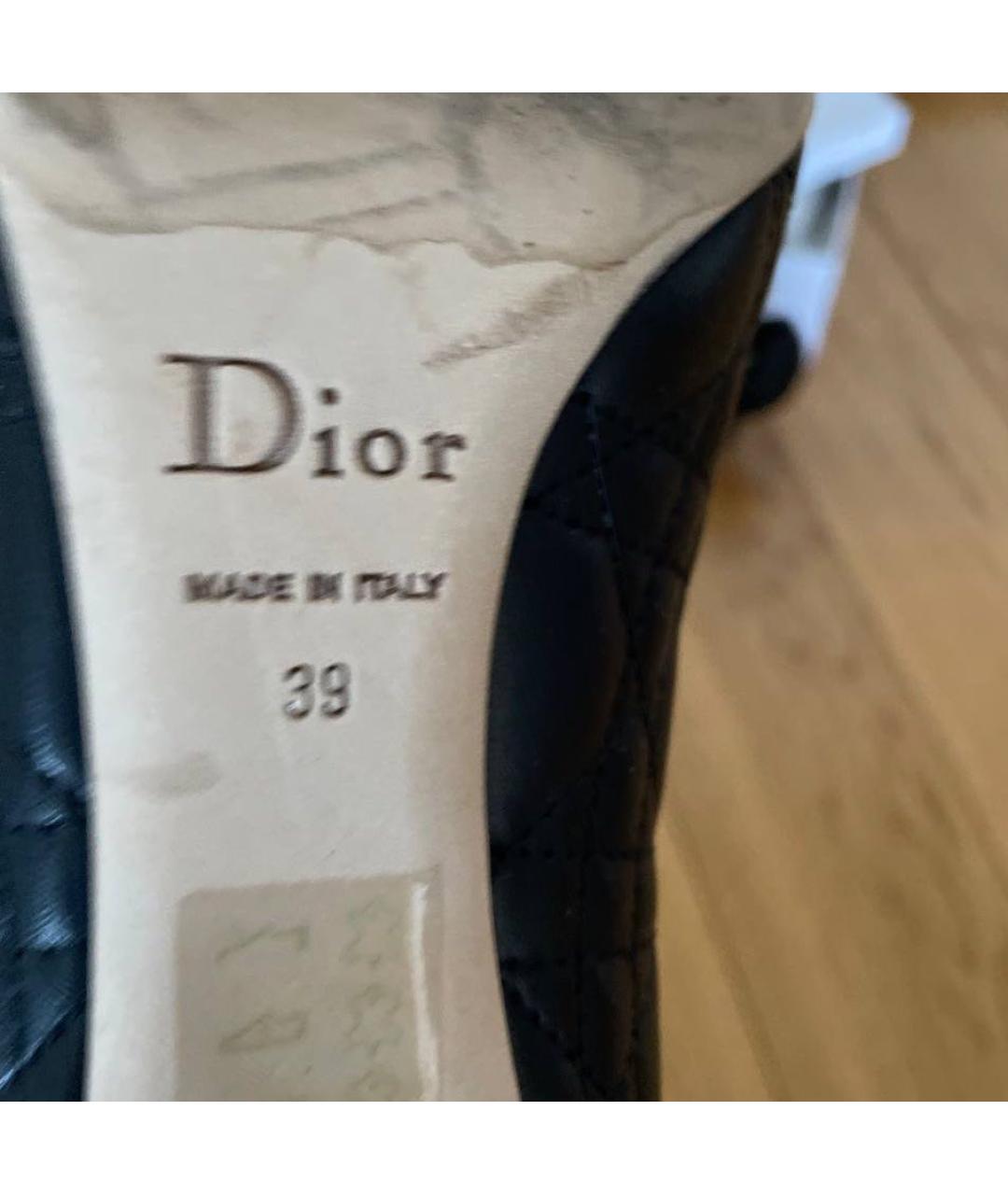 CHRISTIAN DIOR PRE-OWNED Черные кожаные лодочки на низком каблуке, фото 4