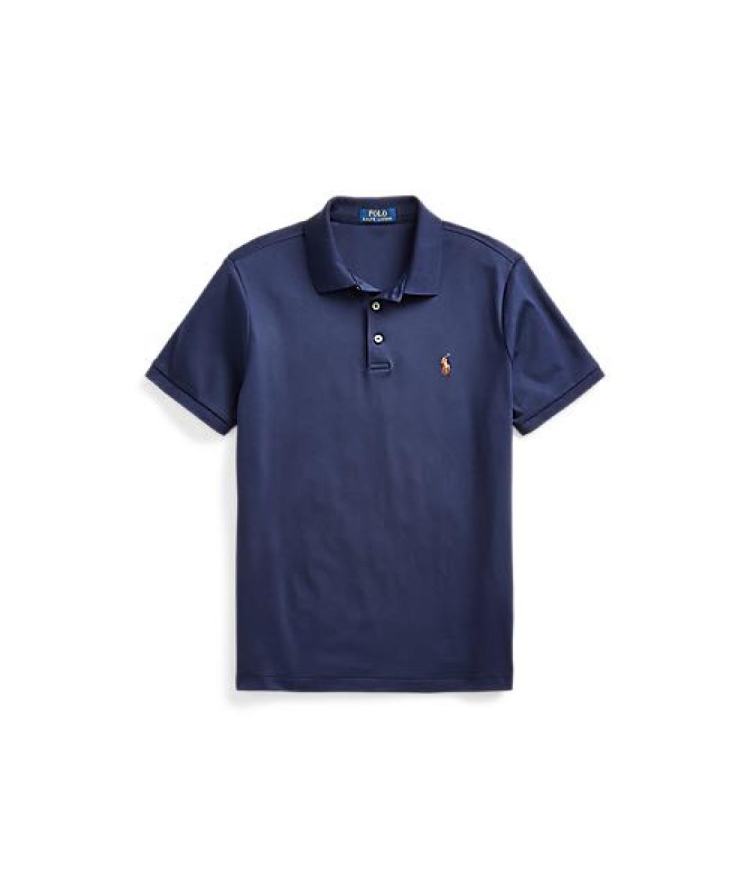 POLO RALPH LAUREN Темно-синее хлопковое поло с коротким рукавом, фото 1