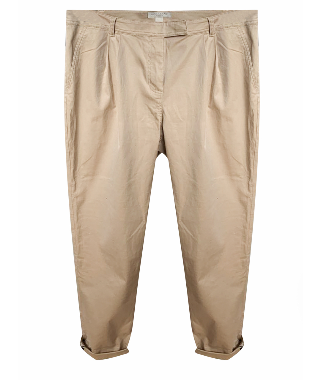 BURBERRY BRIT Бежевые хлопко-эластановые прямые брюки, фото 1