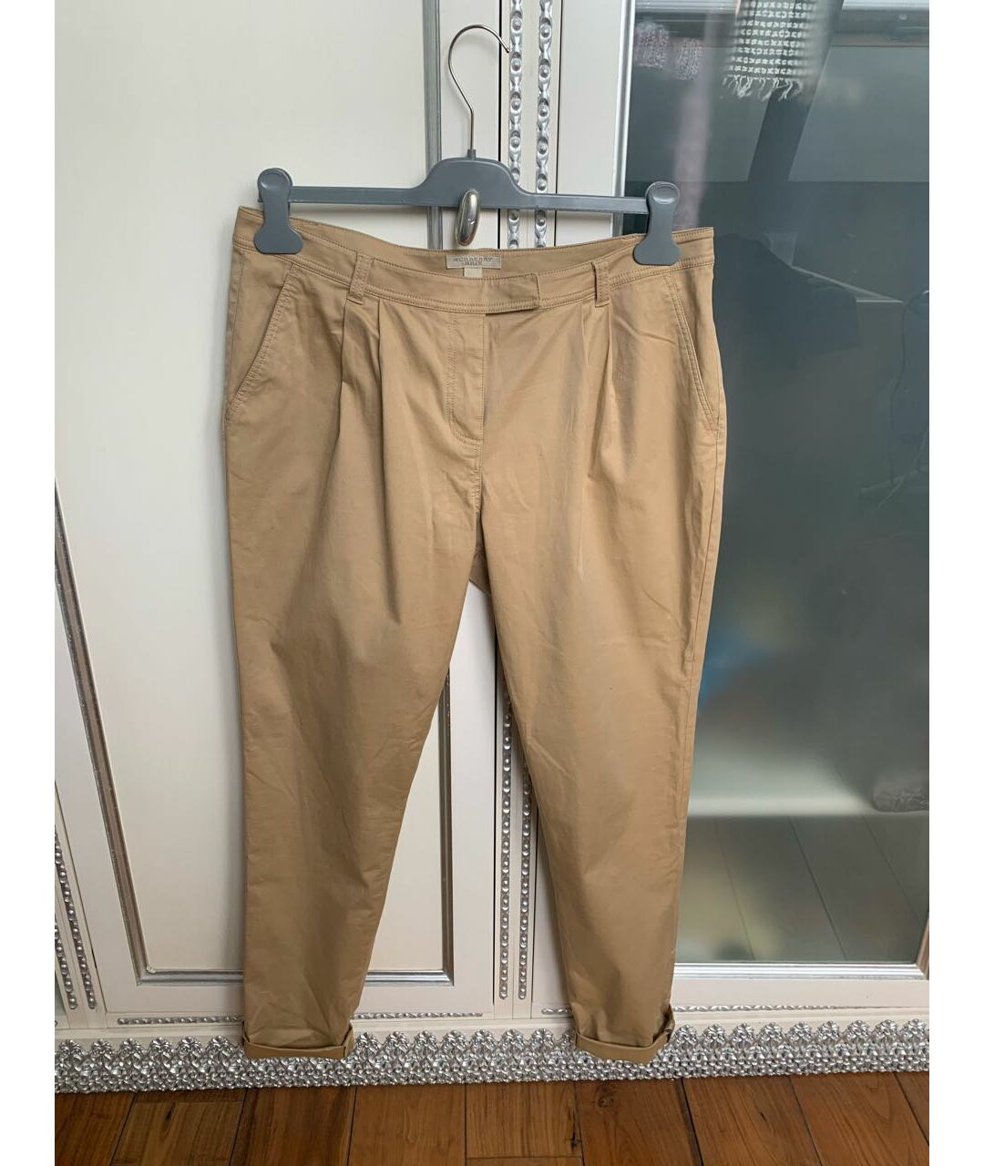 BURBERRY BRIT Бежевые хлопко-эластановые прямые брюки, фото 5