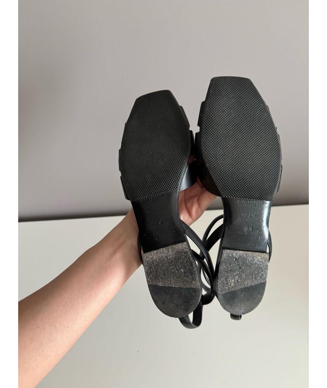 SAINT LAURENT Черные кожаные сандалии, фото 4
