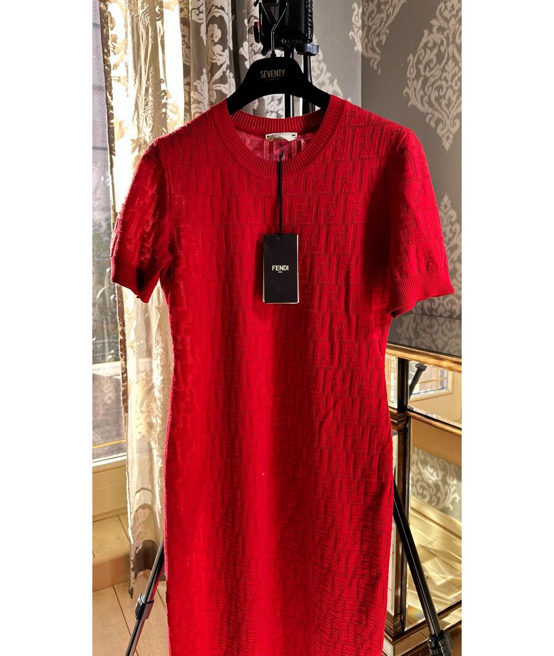 FENDI Красное хлопко-эластановое коктейльное платье, фото 8