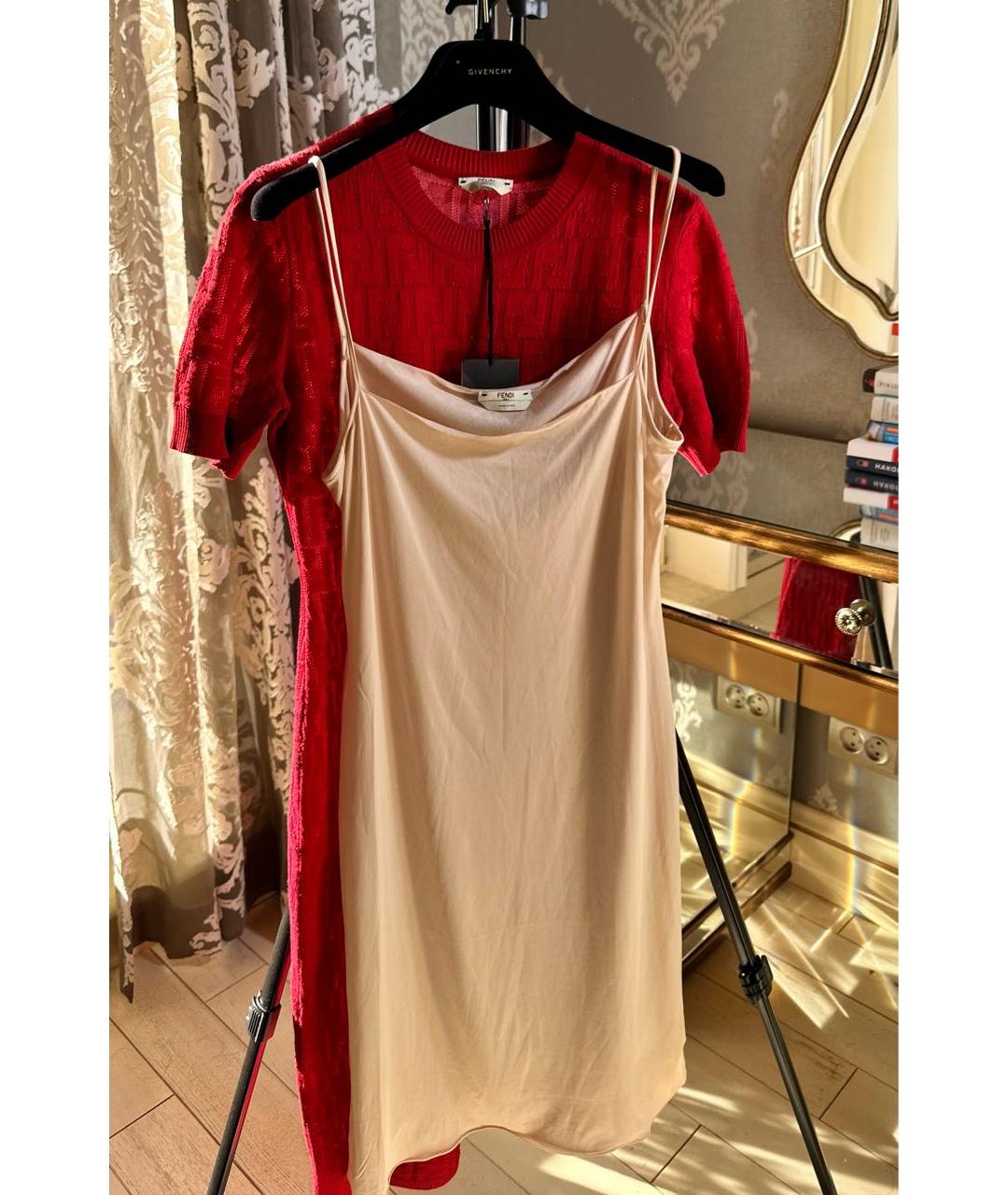 FENDI Красное хлопко-эластановое коктейльное платье, фото 5