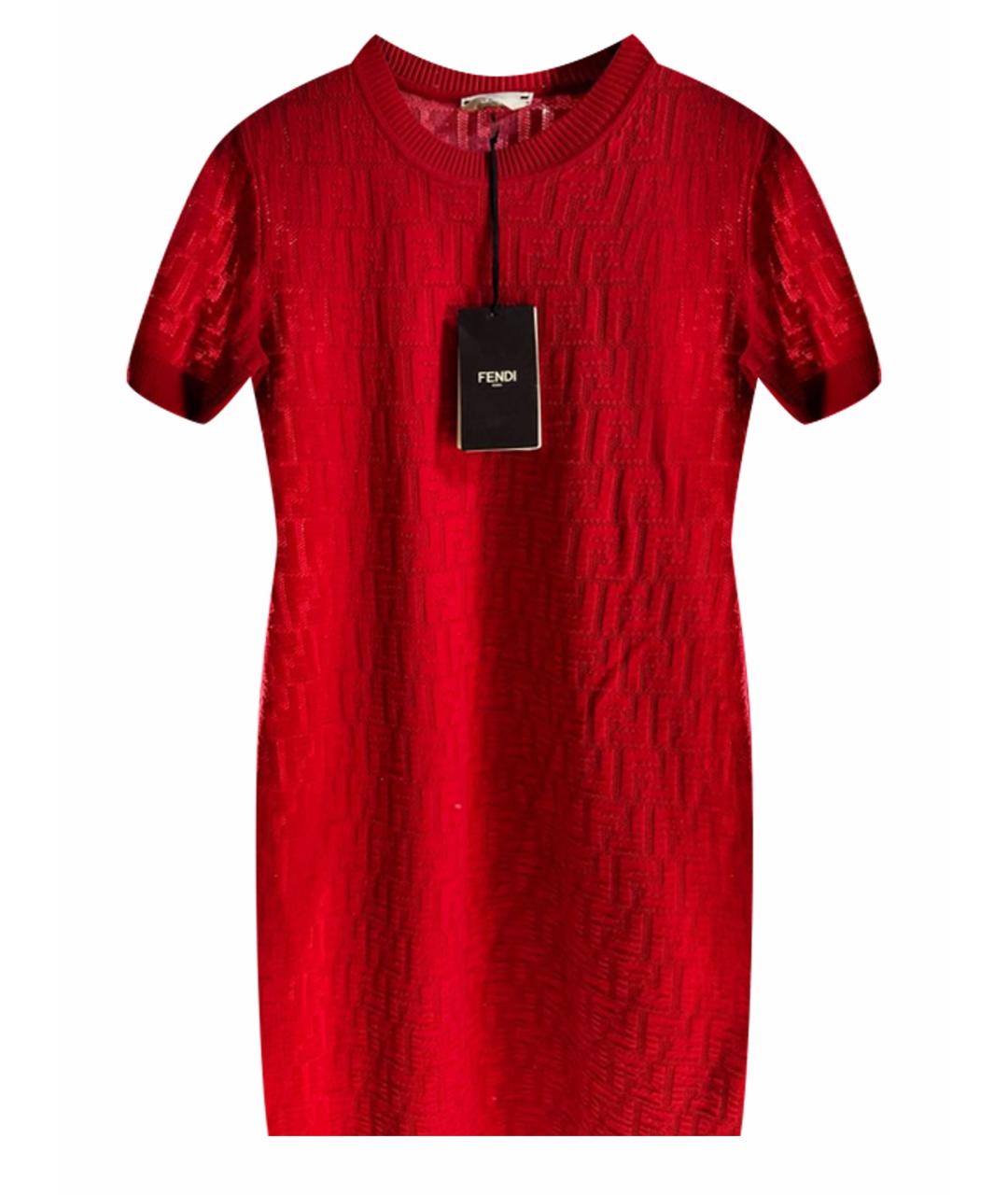 FENDI Красное хлопко-эластановое коктейльное платье, фото 1