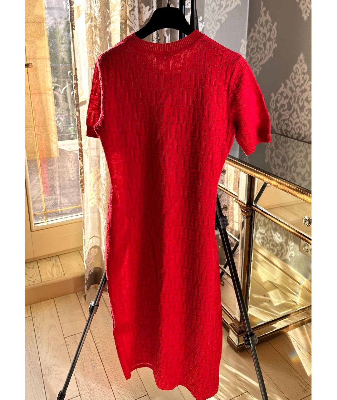 FENDI Красное хлопко-эластановое коктейльное платье, фото 2