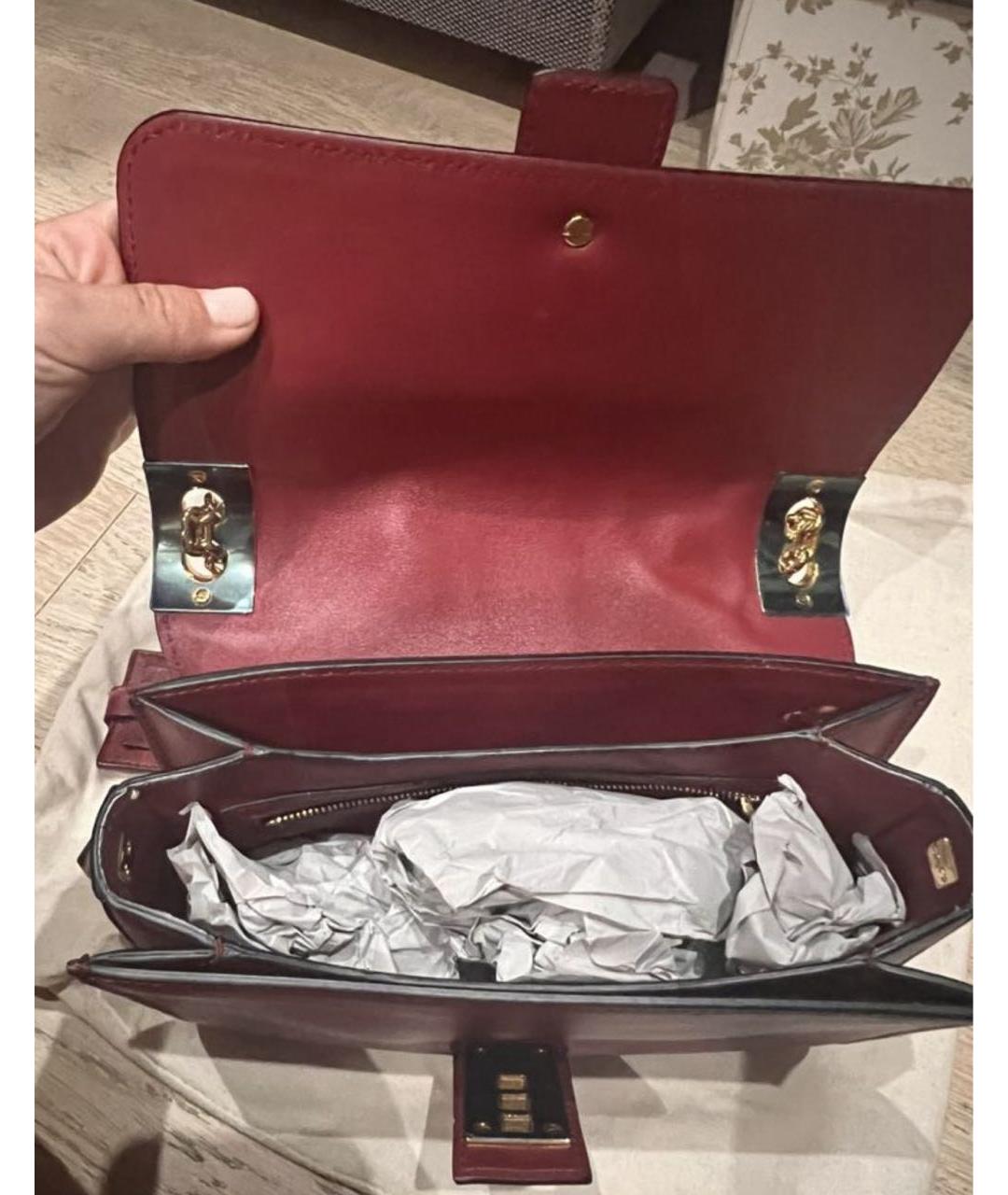 VALENTINO Бордовая кожаная сумка через плечо, фото 4